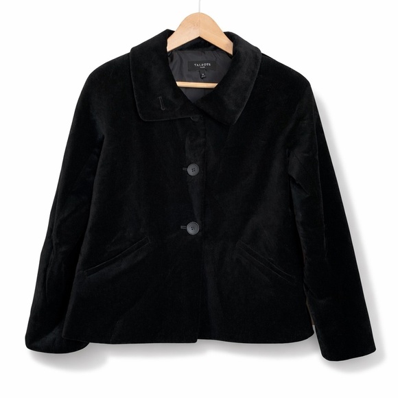 Talbots Jackets & Blazers - Talbots Petites | Cotton Black Velvet Button Pocket Fully Lined Blazer Jacket 0P